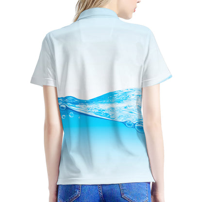 Water Wave Print Women's Polo Shirt