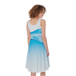 Water Wave Print Women's Sleeveless Dress