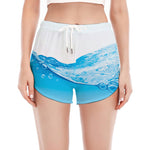 Water Wave Print Women's Split Running Shorts