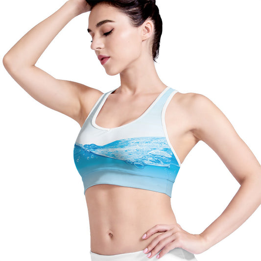 Water Wave Print Women's Sports Bra