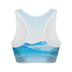 Water Wave Print Women's Sports Bra