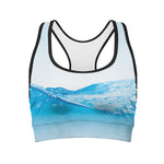 Water Wave Print Women's Sports Bra