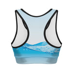 Water Wave Print Women's Sports Bra