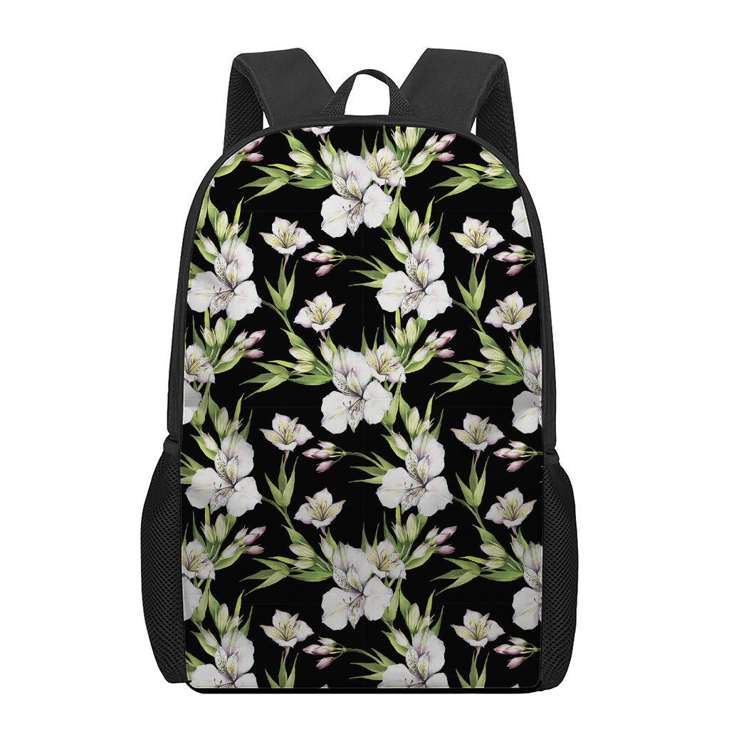 Watercolor Alstroemeria Pattern Print 17 Inch Backpack