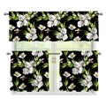 Watercolor Alstroemeria Pattern Print 3 Piece Kitchen Curtains