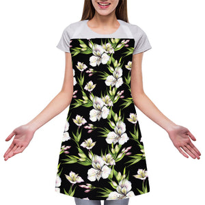 Watercolor Alstroemeria Pattern Print Adjustable Apron