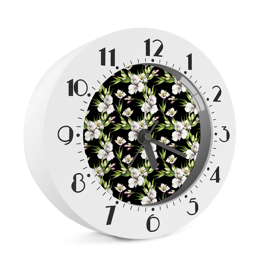 Watercolor Alstroemeria Pattern Print Alarm Clock