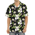 Watercolor Alstroemeria Pattern Print Aloha Shirt