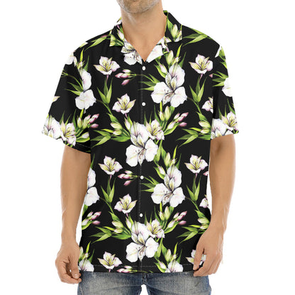 Watercolor Alstroemeria Pattern Print Aloha Shirt