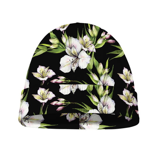 Watercolor Alstroemeria Pattern Print Beanie