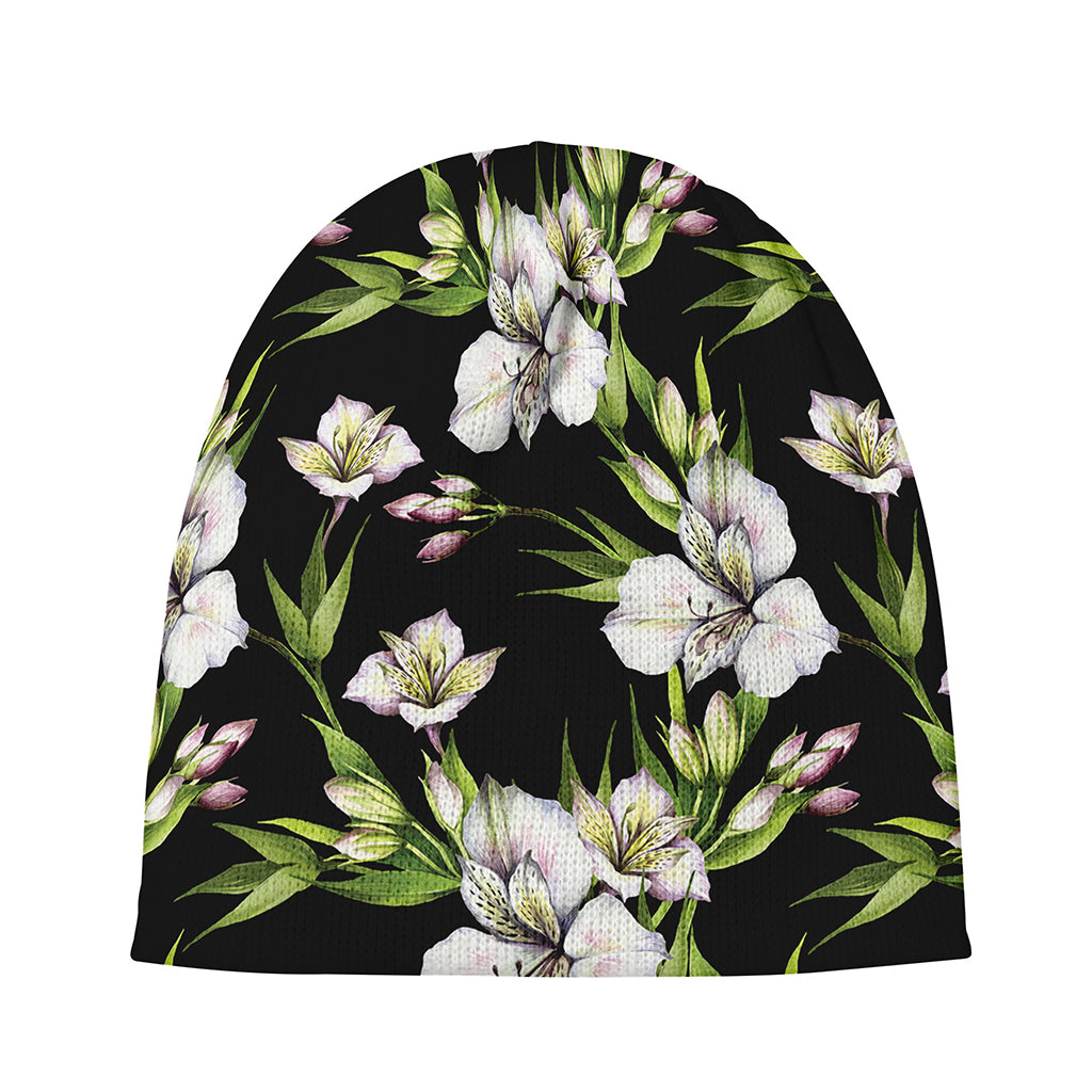 Watercolor Alstroemeria Pattern Print Beanie