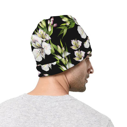 Watercolor Alstroemeria Pattern Print Beanie