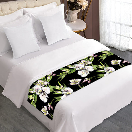 Watercolor Alstroemeria Pattern Print Bed Runner
