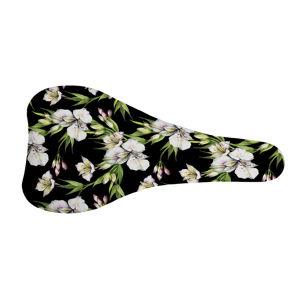 Watercolor Alstroemeria Pattern Print Bicycle Seat Cover