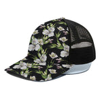 Watercolor Alstroemeria Pattern Print Black Mesh Trucker Cap