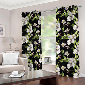 Watercolor Alstroemeria Pattern Print Blackout Grommet Curtains