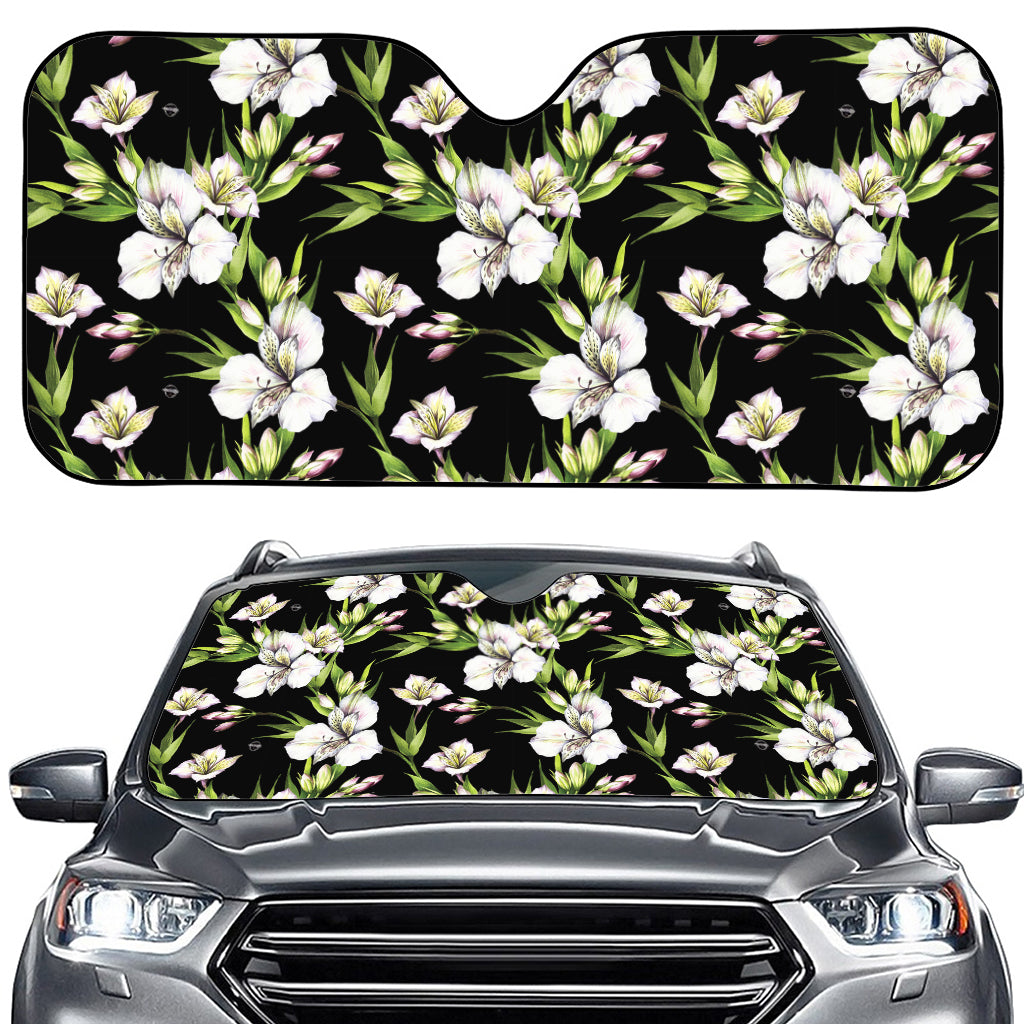 Watercolor Alstroemeria Pattern Print Car Windshield Sun Shade