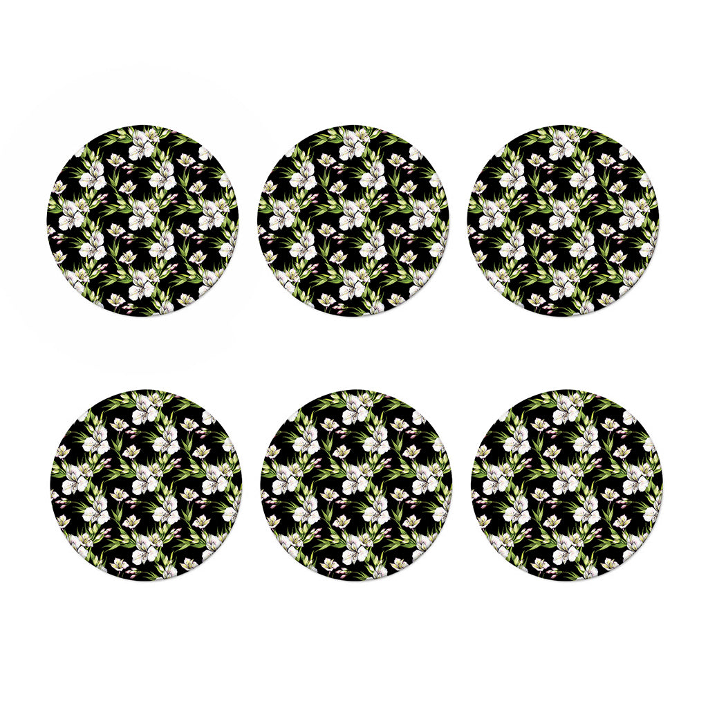 Watercolor Alstroemeria Pattern Print Coaster Set