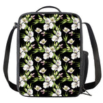Watercolor Alstroemeria Pattern Print Crossbody Lunch Bag