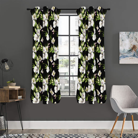 Watercolor Alstroemeria Pattern Print Curtain