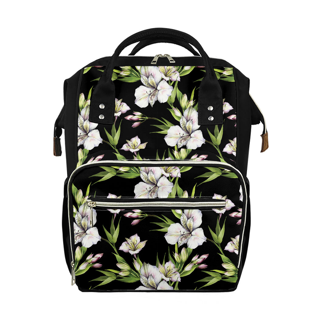 Watercolor Alstroemeria Pattern Print Diaper Bag