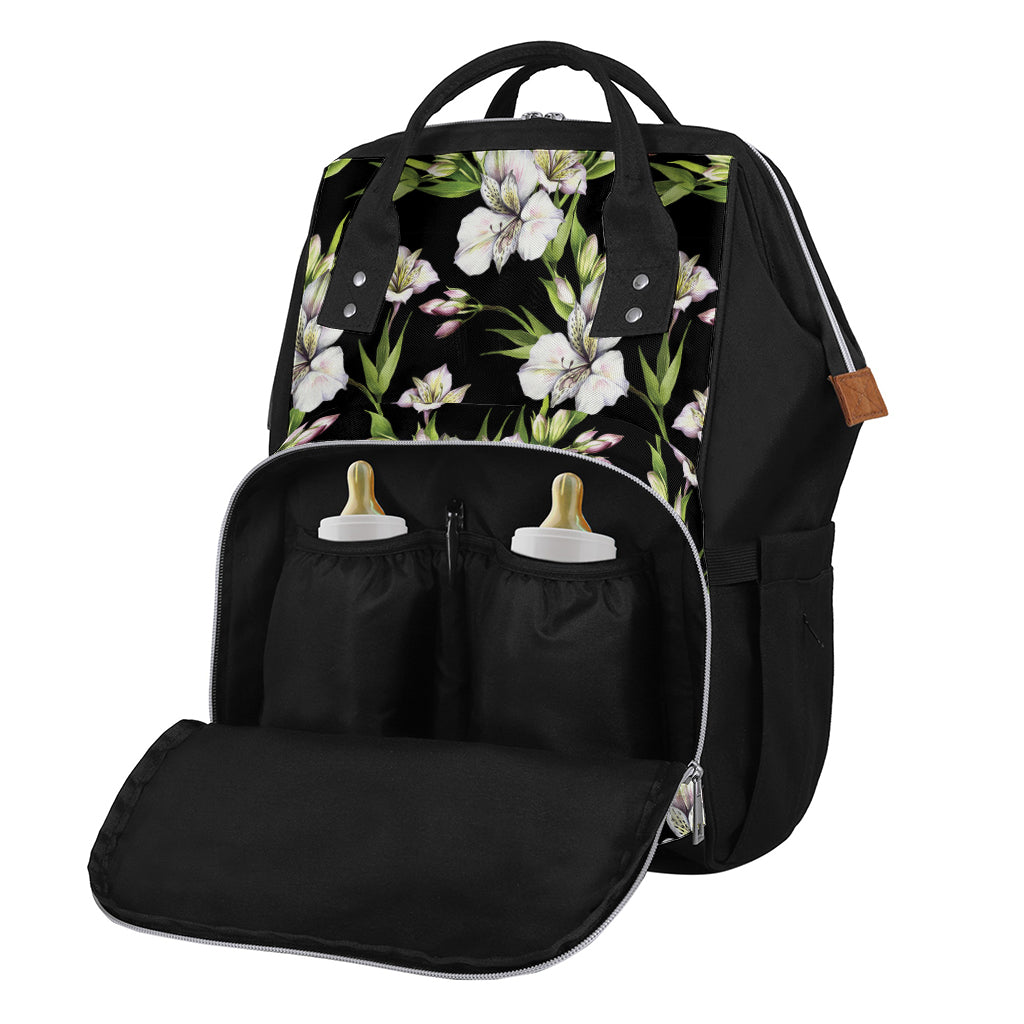 Watercolor Alstroemeria Pattern Print Diaper Bag