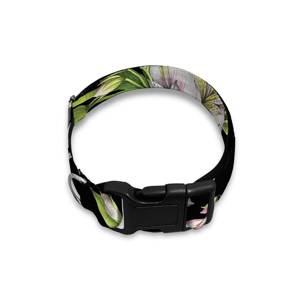 Watercolor Alstroemeria Pattern Print Dog Collar