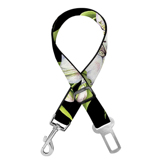 Watercolor Alstroemeria Pattern Print Dog Seat Belt
