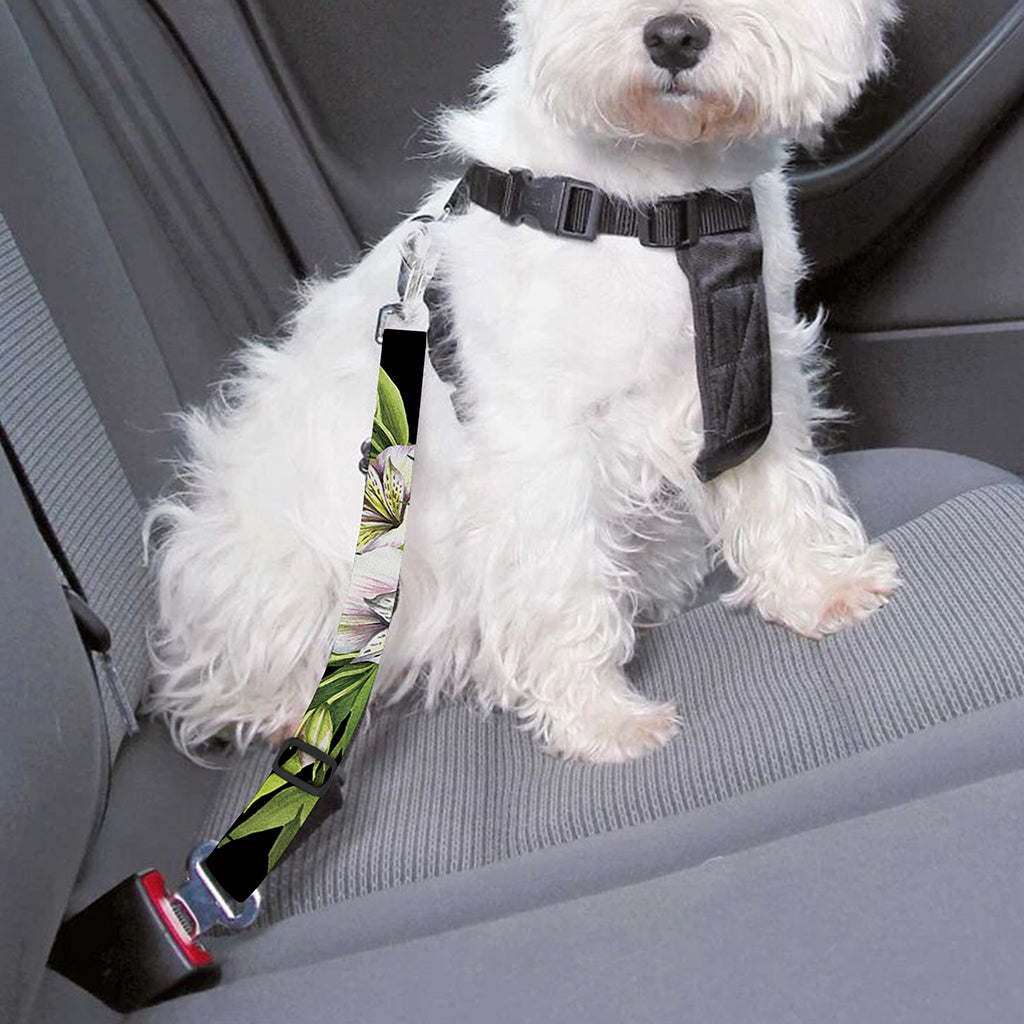 Watercolor Alstroemeria Pattern Print Dog Seat Belt