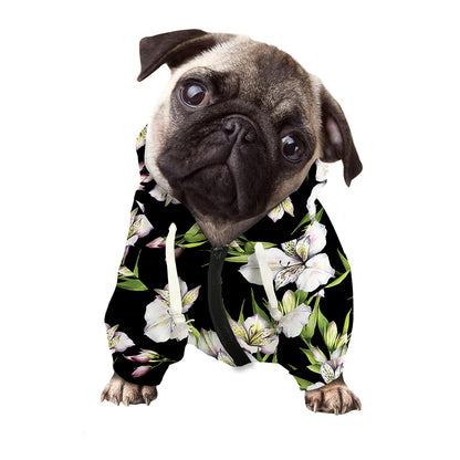 Watercolor Alstroemeria Pattern Print Dog Zip Up Hoodie