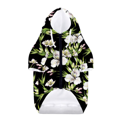 Watercolor Alstroemeria Pattern Print Dog Zip Up Hoodie