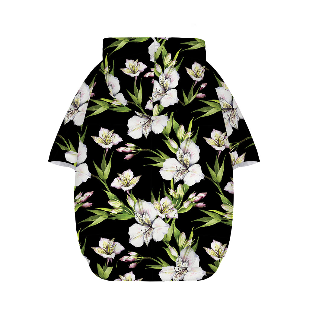 Watercolor Alstroemeria Pattern Print Dog Zip Up Hoodie