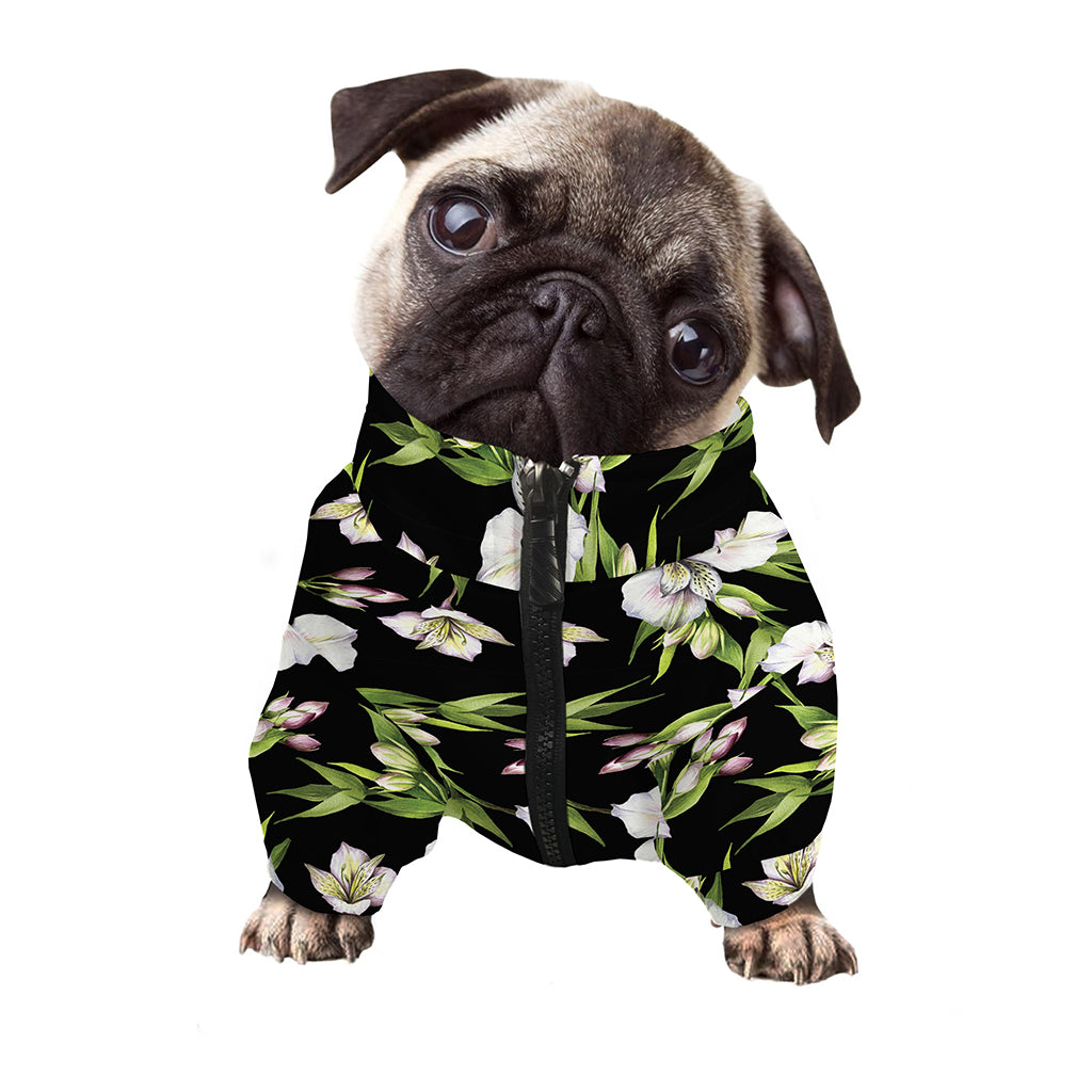Watercolor Alstroemeria Pattern Print Dog Zip Up Jacket