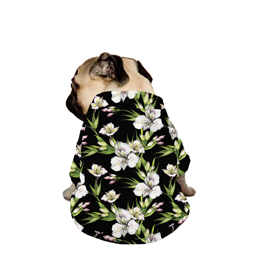 Watercolor Alstroemeria Pattern Print Dog Zip Up Jacket
