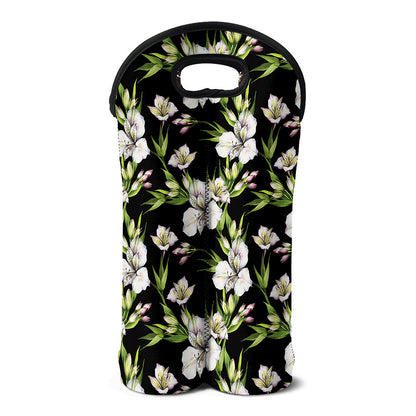 Watercolor Alstroemeria Pattern Print Double Neoprene Wine Tote