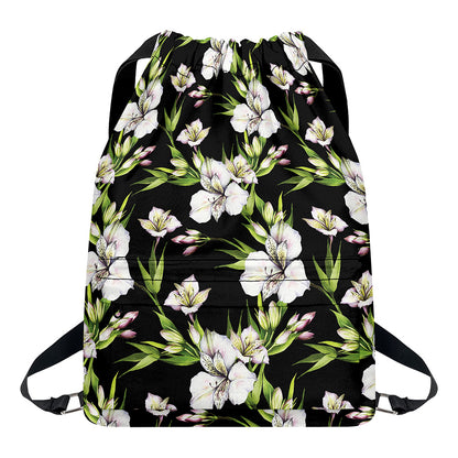 Watercolor Alstroemeria Pattern Print Drawstring Backpack