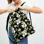 Watercolor Alstroemeria Pattern Print Drawstring Backpack