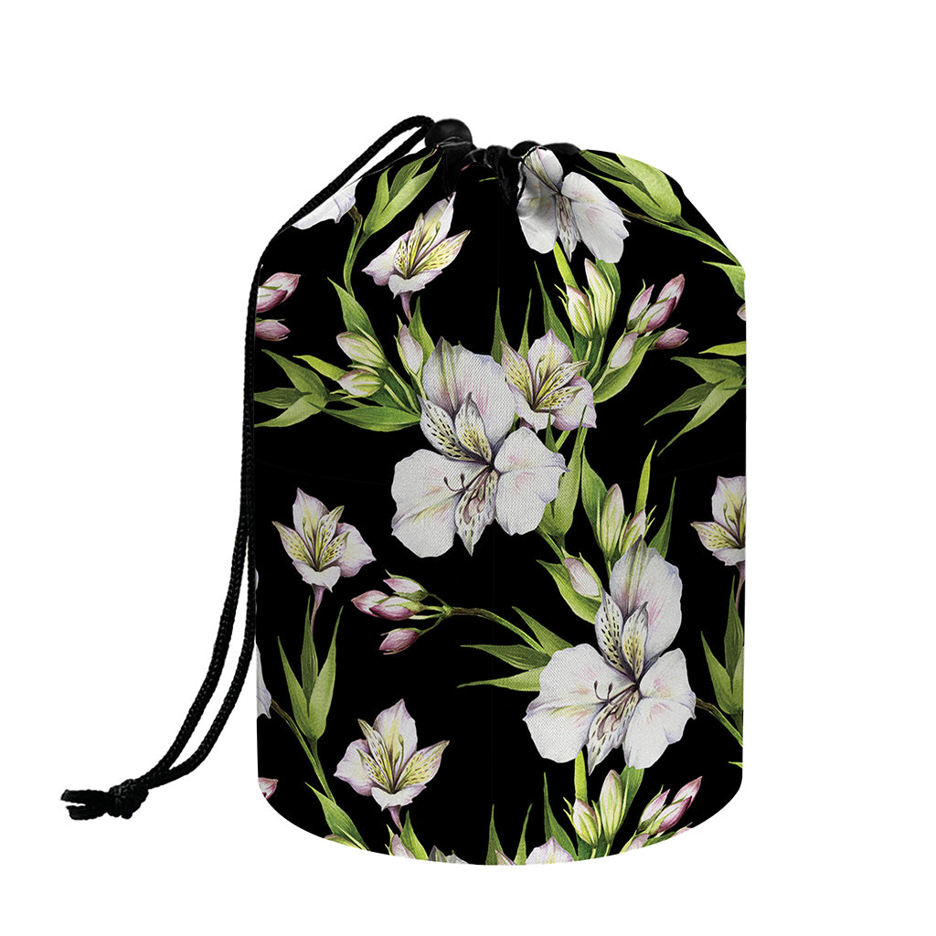 Watercolor Alstroemeria Pattern Print Drawstring Makeup Bag