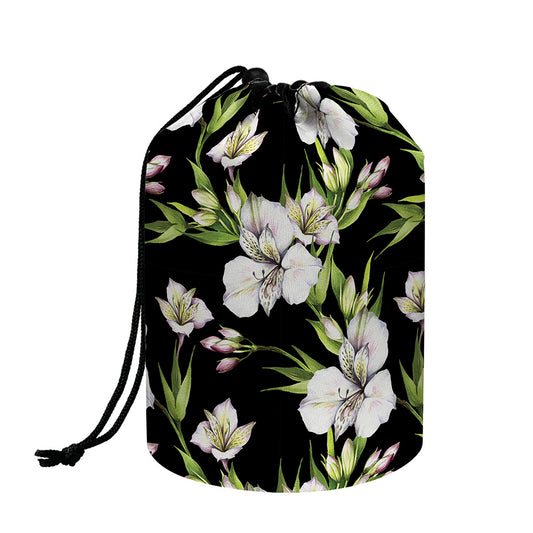 Watercolor Alstroemeria Pattern Print Drawstring Makeup Bag