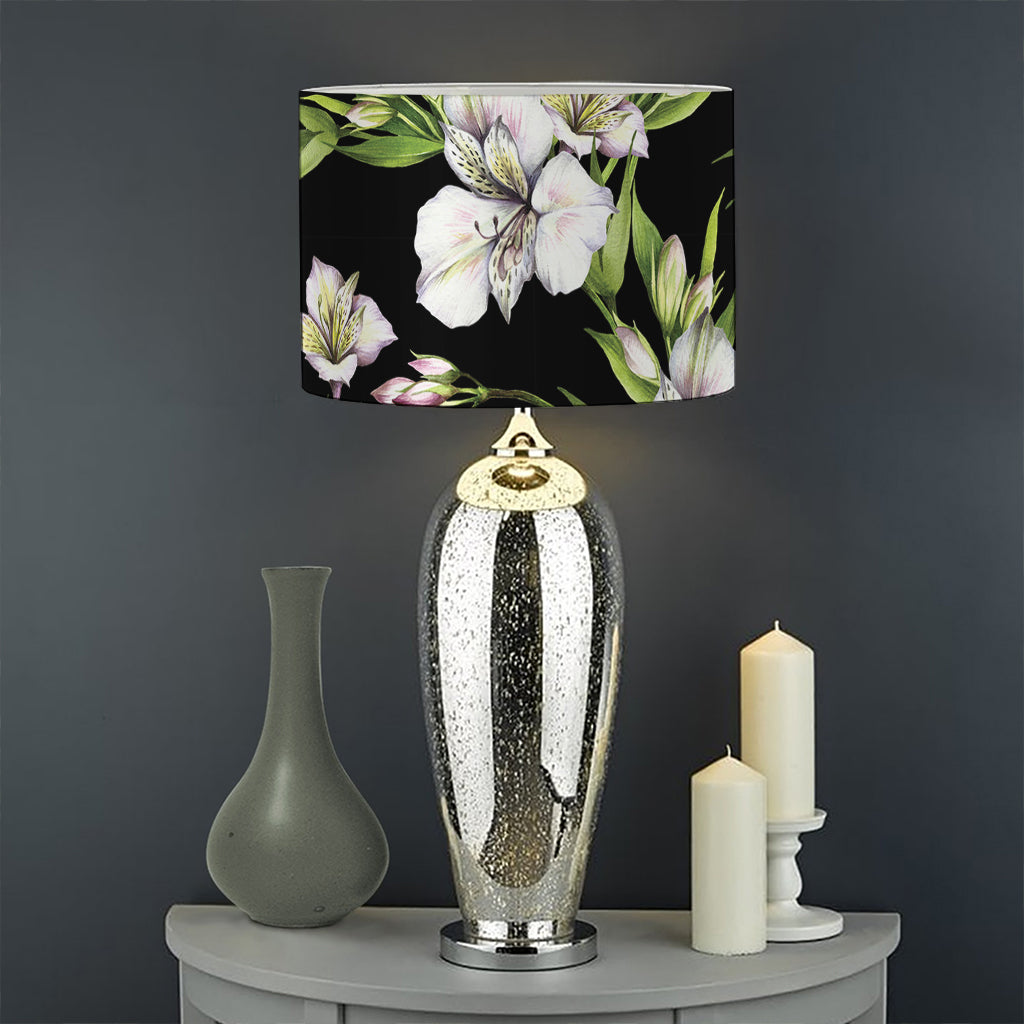 Watercolor Alstroemeria Pattern Print Drum Lamp Shade