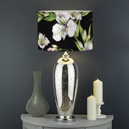 Watercolor Alstroemeria Pattern Print Drum Lamp Shade