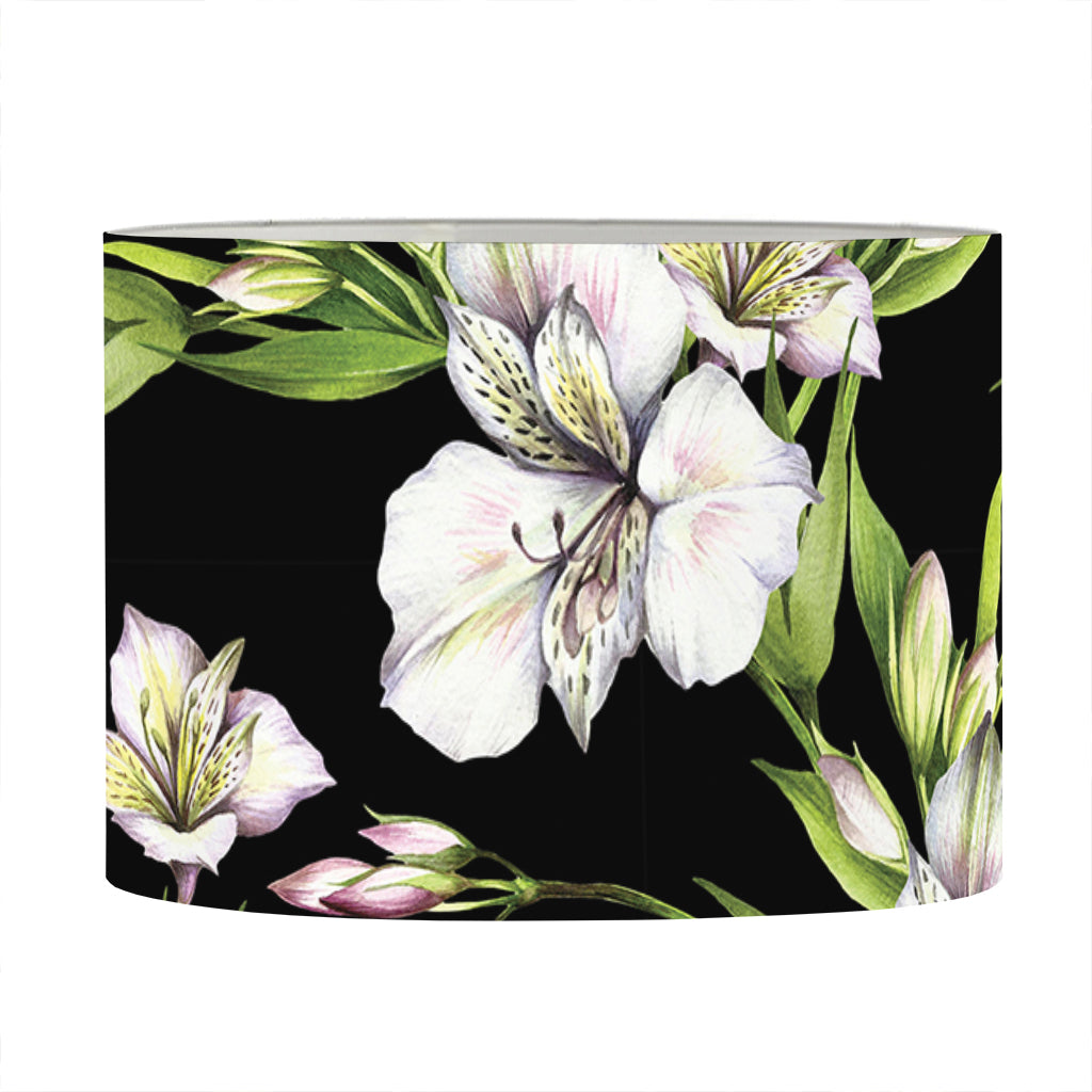 Watercolor Alstroemeria Pattern Print Drum Lamp Shade