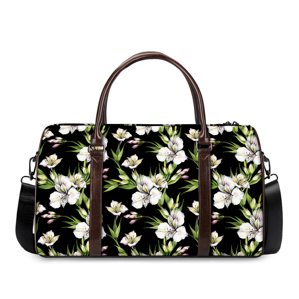 Watercolor Alstroemeria Pattern Print Duffle Bag