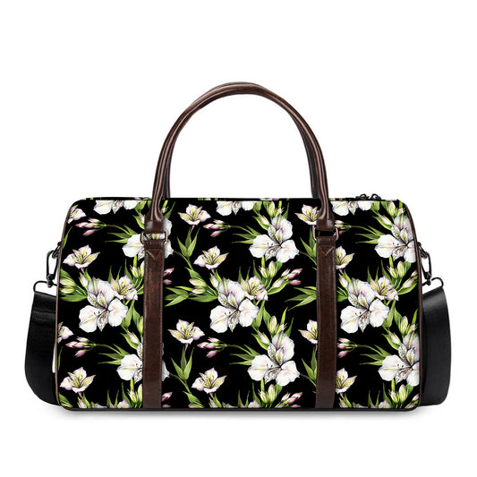 Watercolor Alstroemeria Pattern Print Duffle Bag