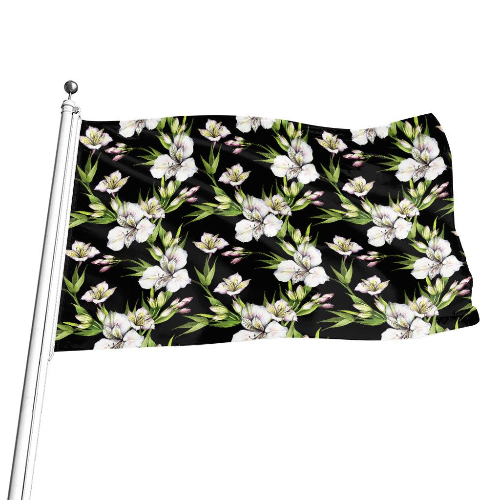 Watercolor Alstroemeria Pattern Print Flag
