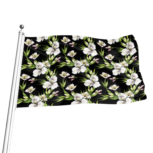 Watercolor Alstroemeria Pattern Print Flag