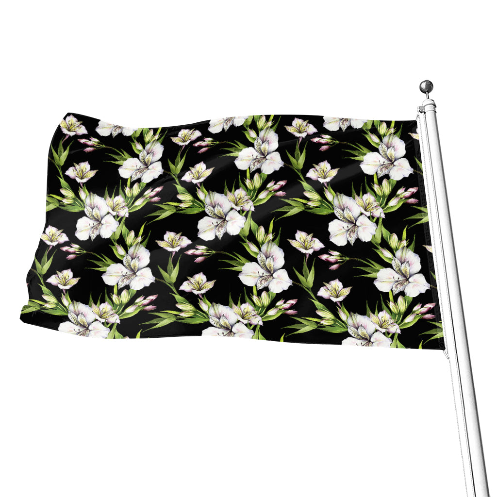 Watercolor Alstroemeria Pattern Print Flag