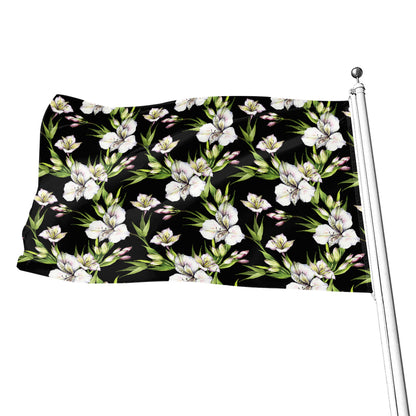 Watercolor Alstroemeria Pattern Print Flag