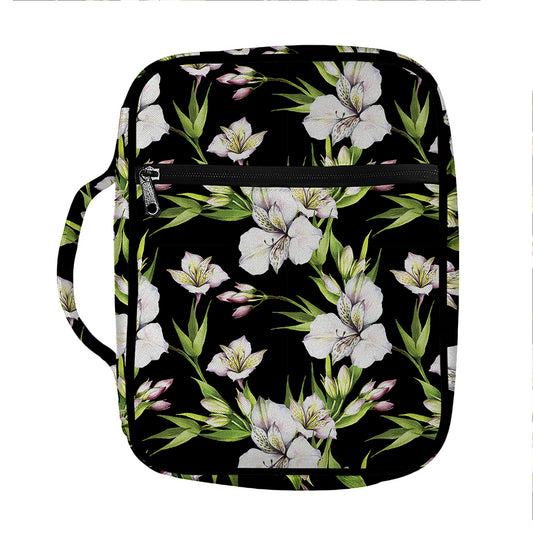 Watercolor Alstroemeria Pattern Print Front Pocket Bible Bag