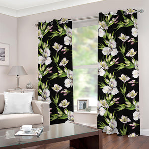 Watercolor Alstroemeria Pattern Print Grommet Curtains